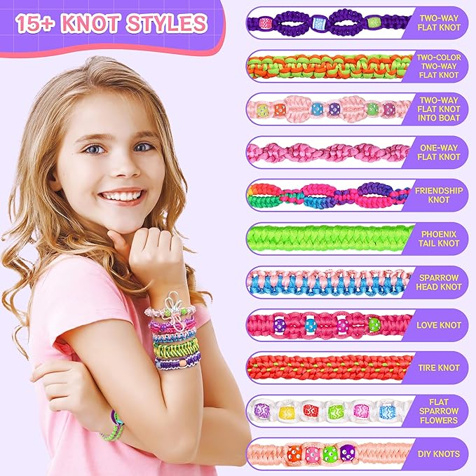 Gift for Girl 7 8 9 11 12 Year Old, Friendship Bracelet Making Kit Toys, Arts and Crafts for Kids Age 8-12, Best Birthday Present Top Popular DIY Jewelry Bracelet String Maker