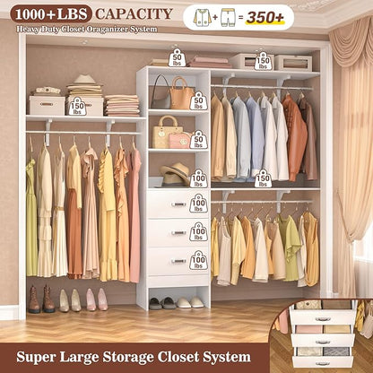 Armocity 96 Inches Closet System, 8FT Walk In Closet Organizer