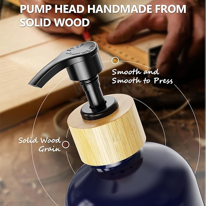 Cisily Navy Blue Kitchen Dish Soap Dispenser, 16 fl Oz Dual Kitchen Soap