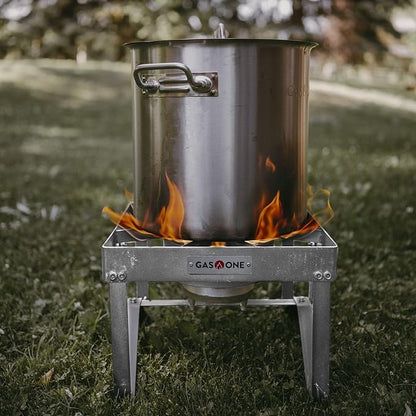 GasOne Stainless Steel Outdoor Propane Burner ??High Pressure Camp Stove with Adjustable Regulator & Steel-Braided Hose