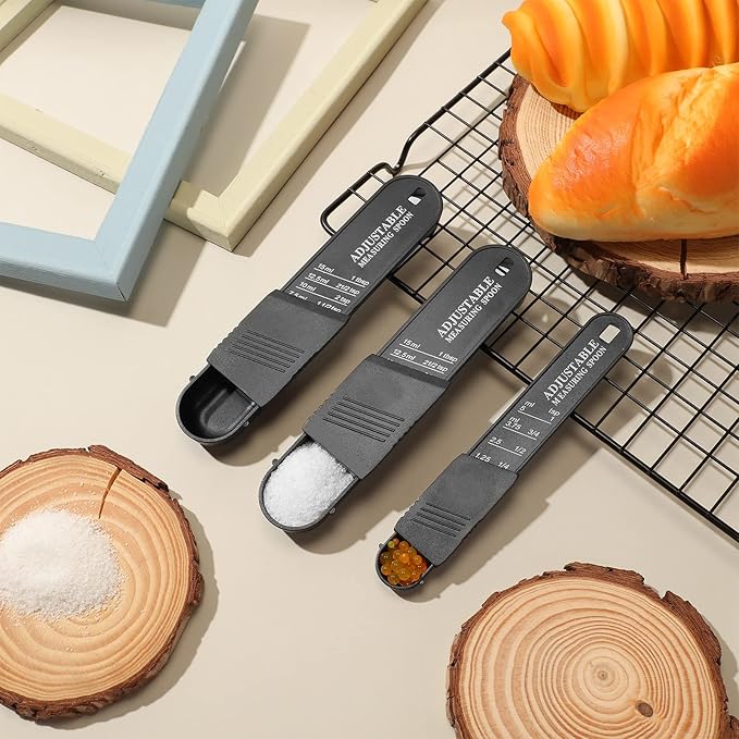 6 Pcs Adjustable Measuring Spoon Plastic Tablespoon and Teaspoon Set Baking