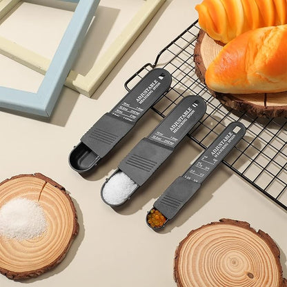 6 Pcs Adjustable Measuring Spoon Plastic Tablespoon and Teaspoon Set Baking
