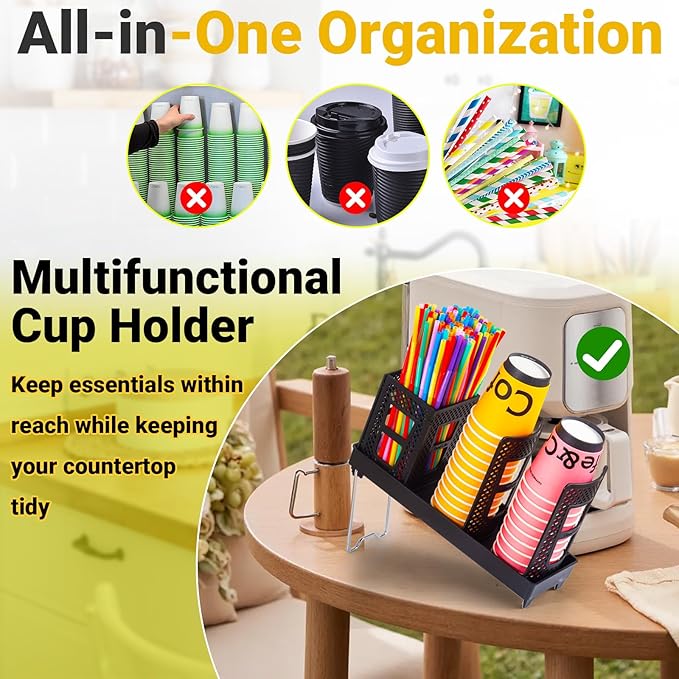 Cup and Lid Holder, Disposable Paper Cup Dispenser
