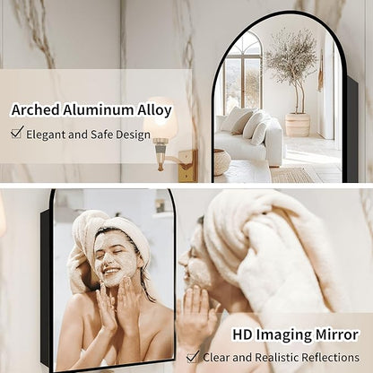 Bathroom Medicine Cabinet with Mirror, Arched Medicine Cabinet Wall Mounted