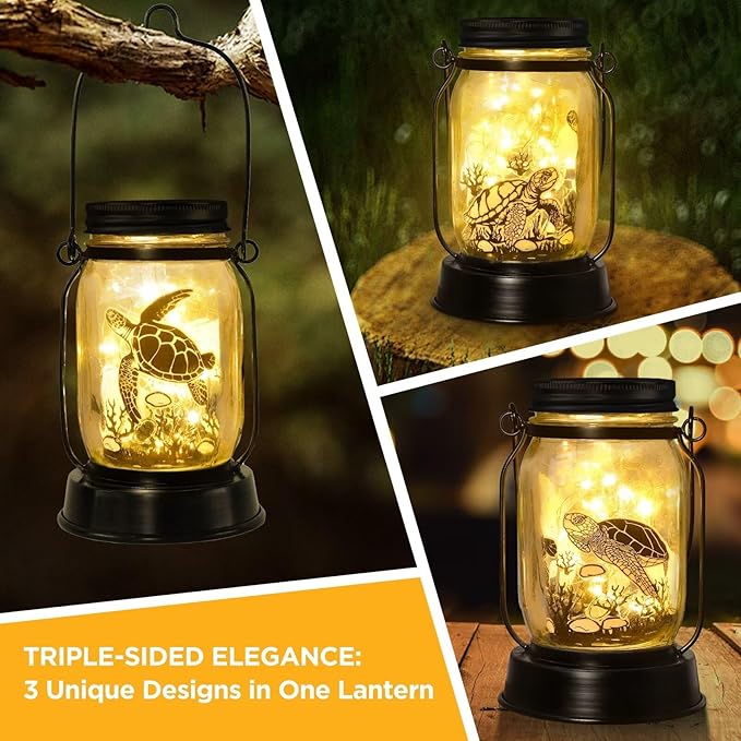 kyoryuger Sea Turtle Gifts for Women/Men Turtle Lovers Solar Lantern Mom Birthday, Mothers Day, Solar Garden Decoration Outside for Yard, Patio,Backyard,Porch