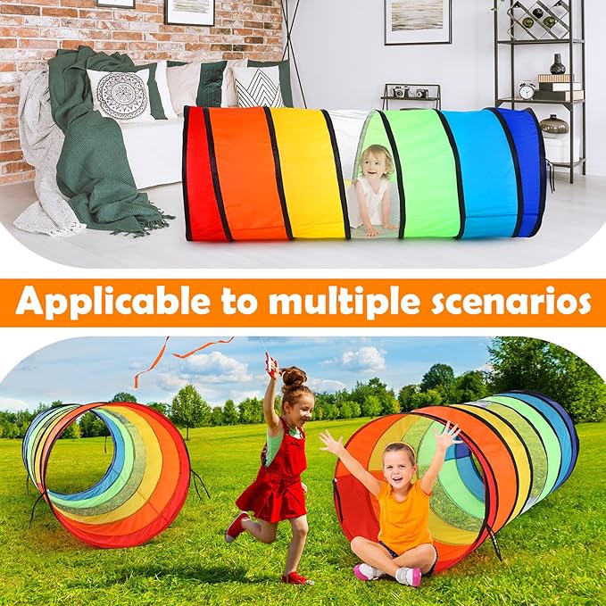 2 Pcs Giant 27.6 Inch Play Tunnel for Kids and Large Dogs Colorful Crawl Tunnel Toy for Toddlers with Breathable Mesh Game Tent Toy Girl Boy Gift