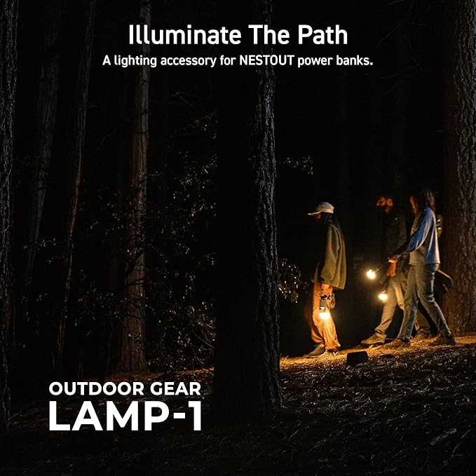 NESTOUT Rugged Outdoor Camping LED Lantern w/ Mini Tripod, Dimmable USB Powered Soft LED Light, IP44 Water Dust Resistant, 10-350 Lumen, Portable Lamp for Power Bank EDC Travel, LAMP-1 (Beige)
