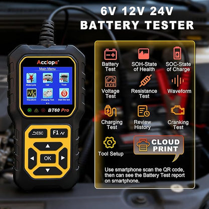 Acclope BT60 Pro Car Battery Tester, Digital Analyzer