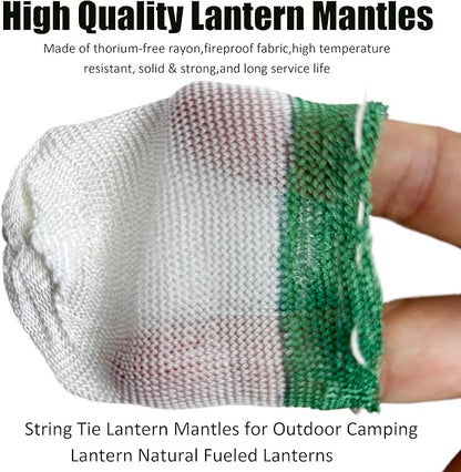 20PCS Propane Lantern Mantles, 2x3.3 Inches, String Tie Style for Camping and Outdoor Gas Lamps/Lantern Accessories