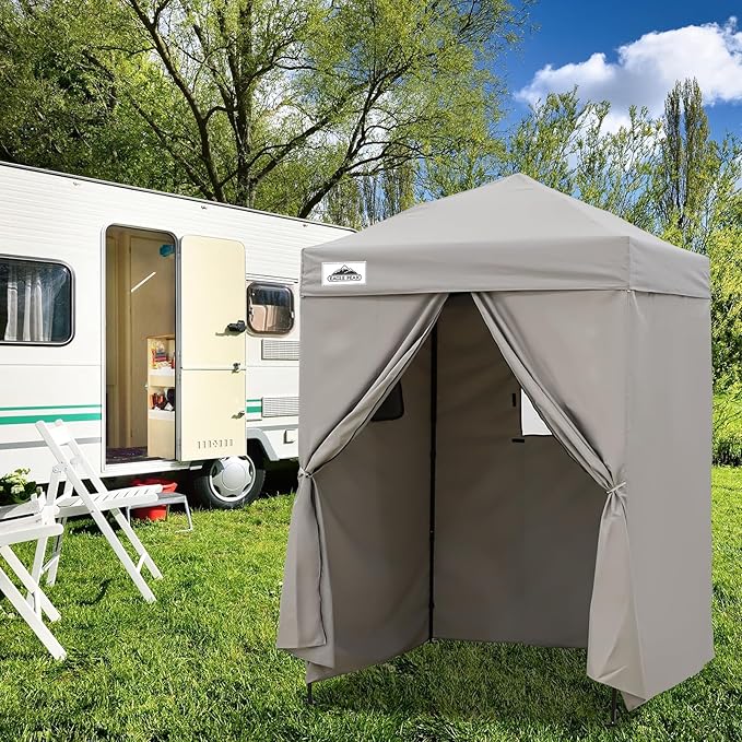 EAGLE PEAK Flex Ultra Compact 5x5 Pop-up Canopy, Sun Shelter, Changing Room, Portable Privacy Canopy Cabana for Pool, Fashion Photoshoots, or Camping, Gray