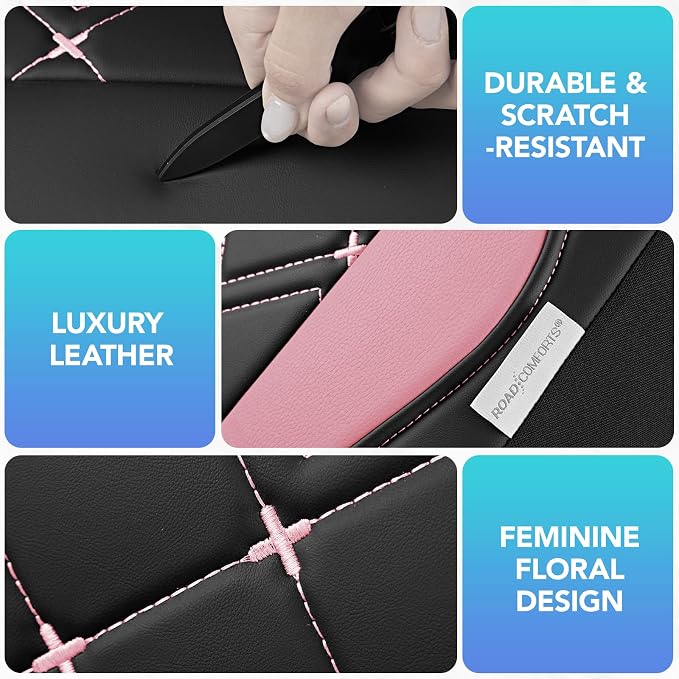 Road Comforts Seat Covers, Premium Leather Car Seat Covers Front Seat for Women Girls,Airbag Compatible, Automotive Seat Covers Universal Fit Most Cars,Vans,Truck,SUV