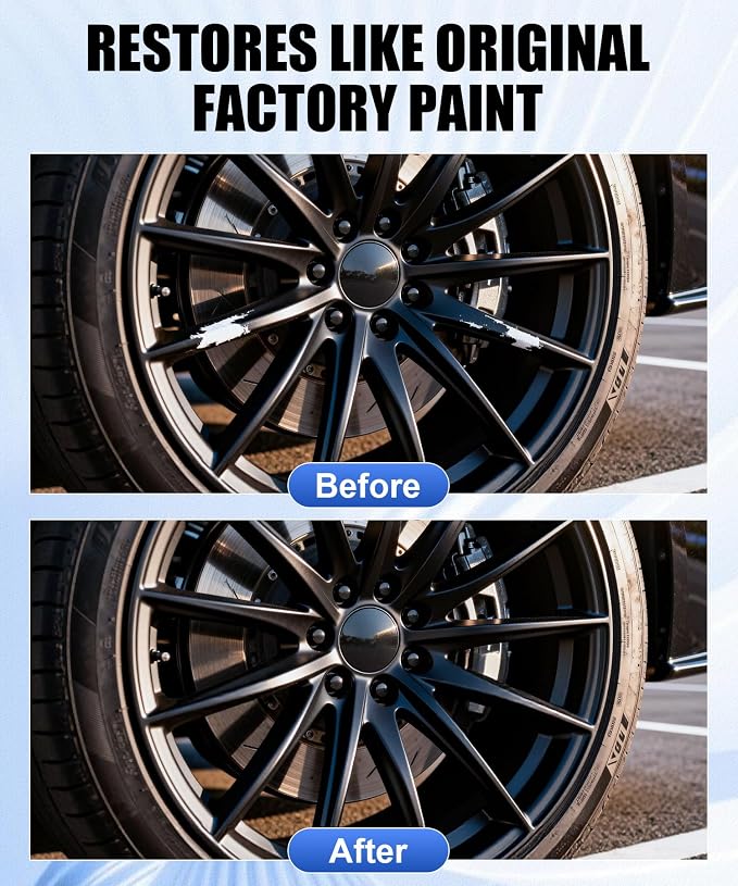 Amiss Gloss Black Rim Repair Kit, Wheel Paint and Rim Paint Touch Up Pen for Curb Rash, Universal Alloy Wheel Scratch Repair for Scratches and Scuffs, Car Accessories (Gloss Black)