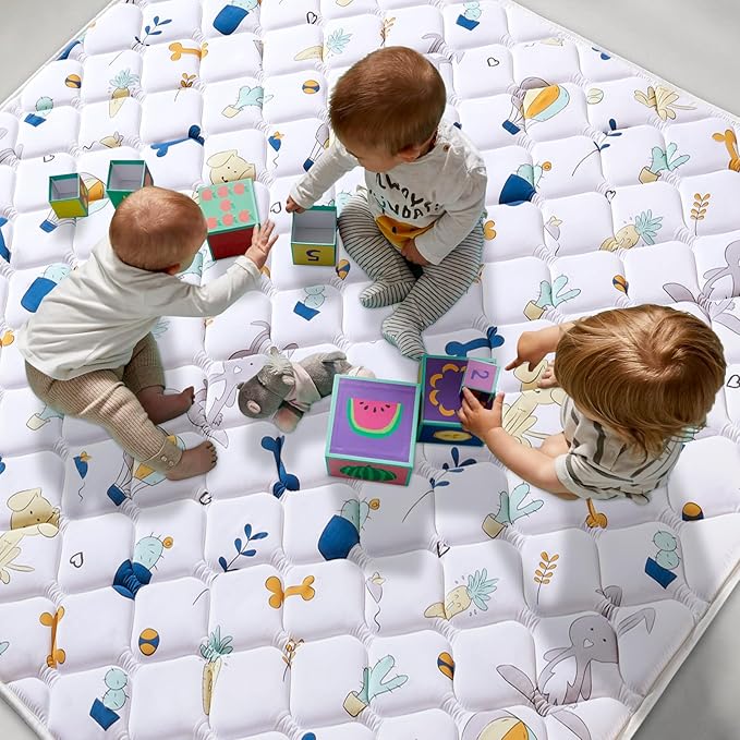 Premium Foam Baby Play Mat 79" X 55", Extra Large Soft Thicker Activity Playmats for Babies, Toddlers, Infants, Play & Tummy Time, Foldable & Machine Washable Baby Mat for Floor