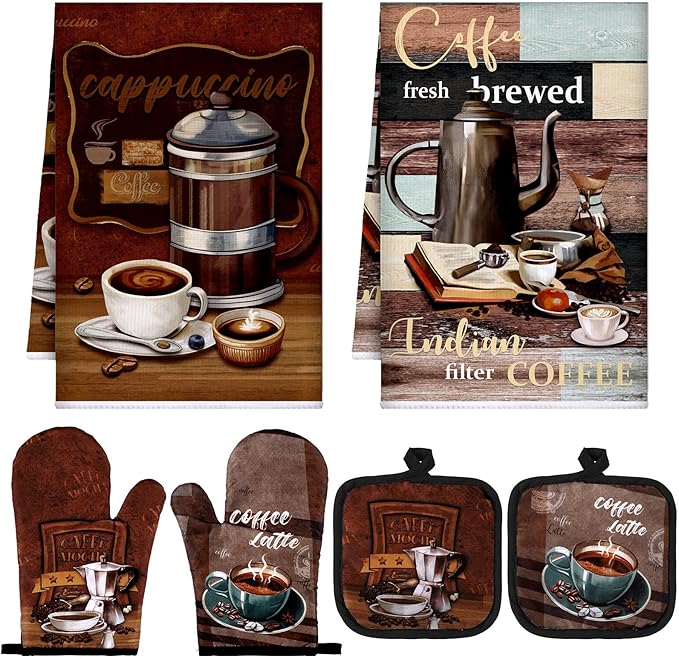 Jingmore 6 Pcs Kitchen Decor Set Accessorie Farmhouse Kitchen Towels Pot