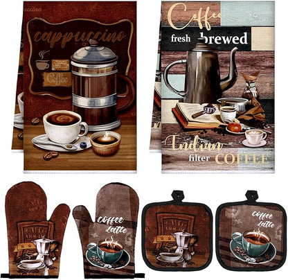 Jingmore 6 Pcs Kitchen Decor Set Accessorie Farmhouse Kitchen Towels Pot