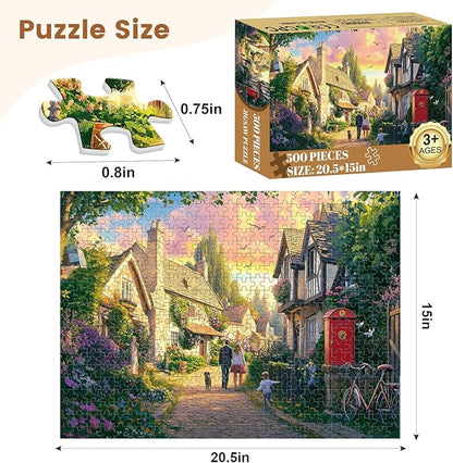 Warm Family Puzzle for Adults, Spring Flowers Puzzle for Adults Children Elderly,500 Piece Sunset Strolls Jigsaw Puzzle as Home Decor, Friends Family Activity Game Nights Gifts, 20.5×15 in