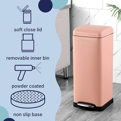 happimess HPM1007J Betty Retro 8-Gallon Step-Open Trash Can, Fingerprint
