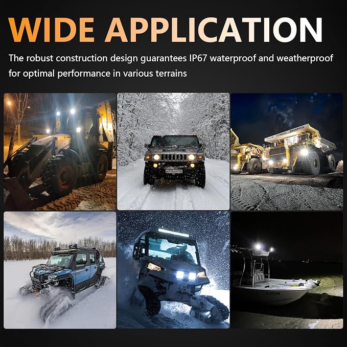 4 Inch LED Light Pods Bar with Wiring Harness, Cube LED Work Lights 120W 10000lm 2 Pack Off Road Lights for ATV UTV RV SUV SXS Tractor Truck Golf Cart Lawn Mower Go Cart, 12V 24V