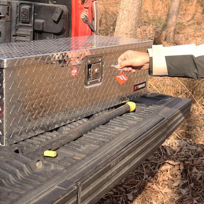 FORWODE 39 Inch Truck Bed Tool Box, Heavy Duty Aluminum Truck Storage Organizer for Pickup Truck Bed RV Toolbox with Handle and Lock - Silver