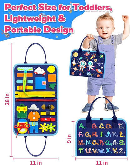 Gojmzo Busy Board Montessori Toys for Toddler Boy Birthday Gifts, Busy Book Sensory Toys for Toddlers, Learning Educational Toddler Travel Activities