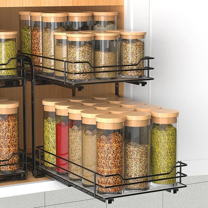 BOIVSHI 2-Tier Spice Rack, Pull Out Spice Racks Organizer