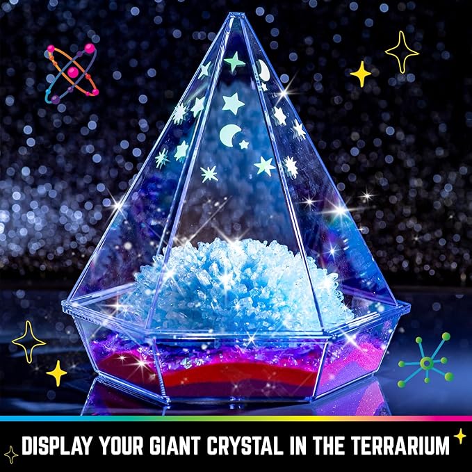 Original Stationery Starry Night Giant Crystal Growing Terrarium Kit for Kids, Fun Crystal Growing Kit with Glow in The Dark Stickers and Glitters, Awesome Gift Idea and Science Kits, Ages 3-14