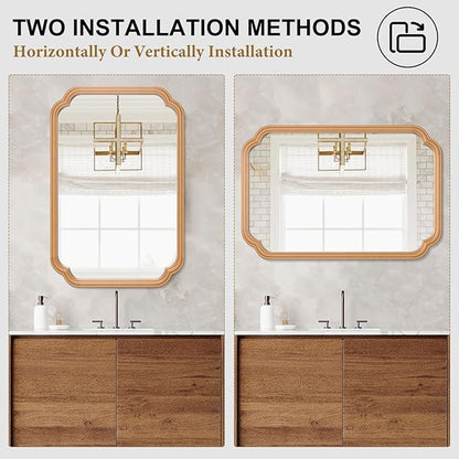 Wood Bathroom Mirror for Wall Mounted