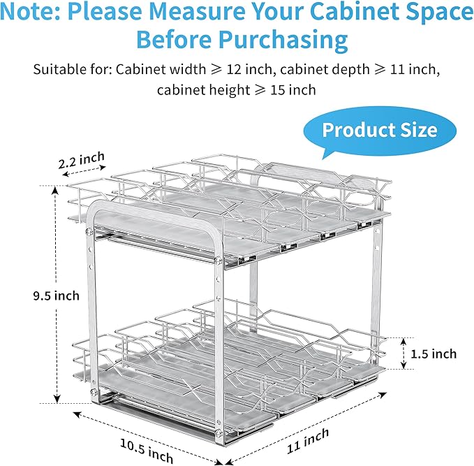 BOIVSHI Spice Rack Organizer, Heavy Duty Vertical Spice Rack Pull Out