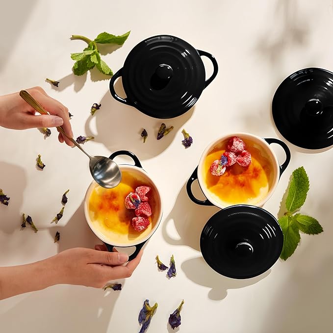 Kook Ceramic Mini Cocotte Set, Small Casserole Dishes
