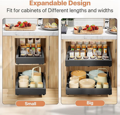 2 Pack Pull out Cabinet Organizer, Width Depth,