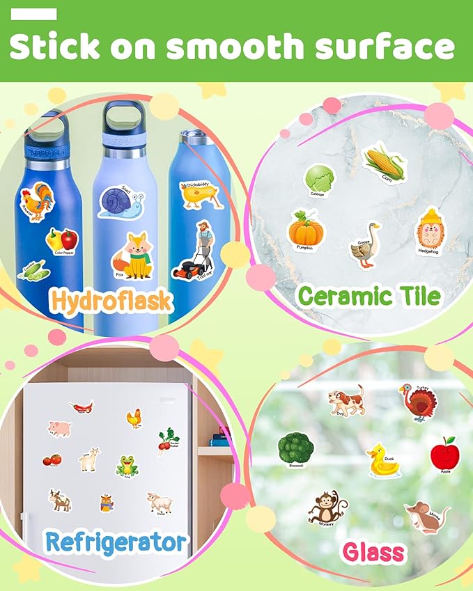 Benresive Reusable Sticker Book for Toddlers 2-4 Years, Fun Travel Stickers for Kids, Waterproof Sticker Books for Toddlers 1-3, Crafts Activities for Todddlers 1-3 2-4 3-5 - Farm
