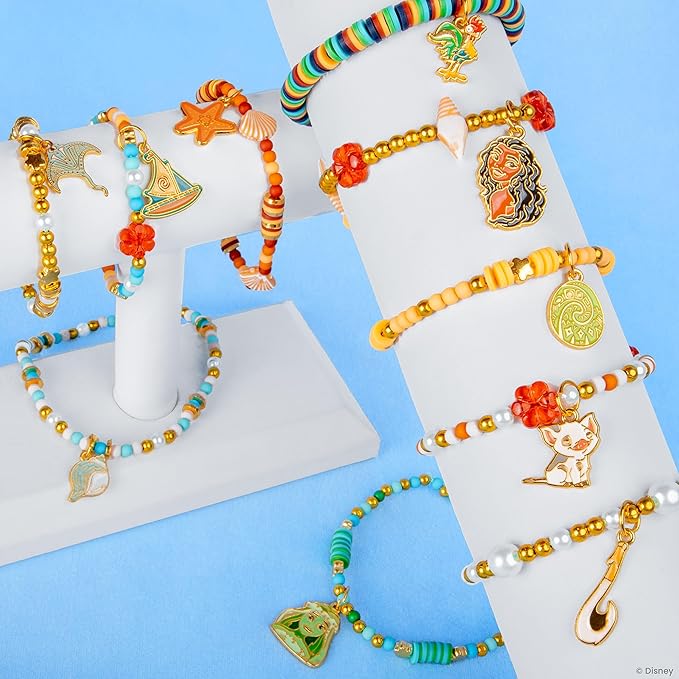 Fashion Angels Disney Moana 2 Tropical Tide Jewelry Design Kit, Includes Assorted Beads & Charms, Makes 10+ Nautical Bracelets, Fun Craft for Kids Ages 8+