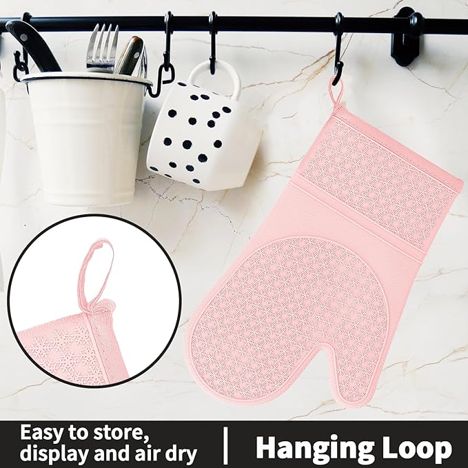 Hovico Silicone Oven Mitts, Heat Resistant 500F Kitchen Mitts 2PCS, 11.6"