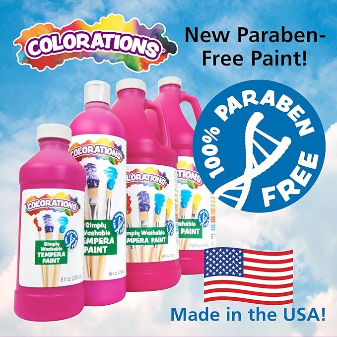Colorations Paraben-Free Simply Washable Tempera Paint for Kids - 1/2 Gallon Value Size, Vibrant White. Non-Toxic and Made in The USA