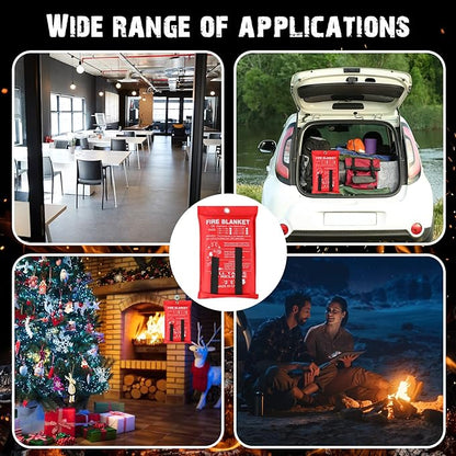 Macarrie 60 Pack 39??x 39??Fire Blanket Emergency for Home and Kitchen Safety Suppression Blanket Fiberglass Fireproof Survival for Fireplace Car Office Camping (Red)
