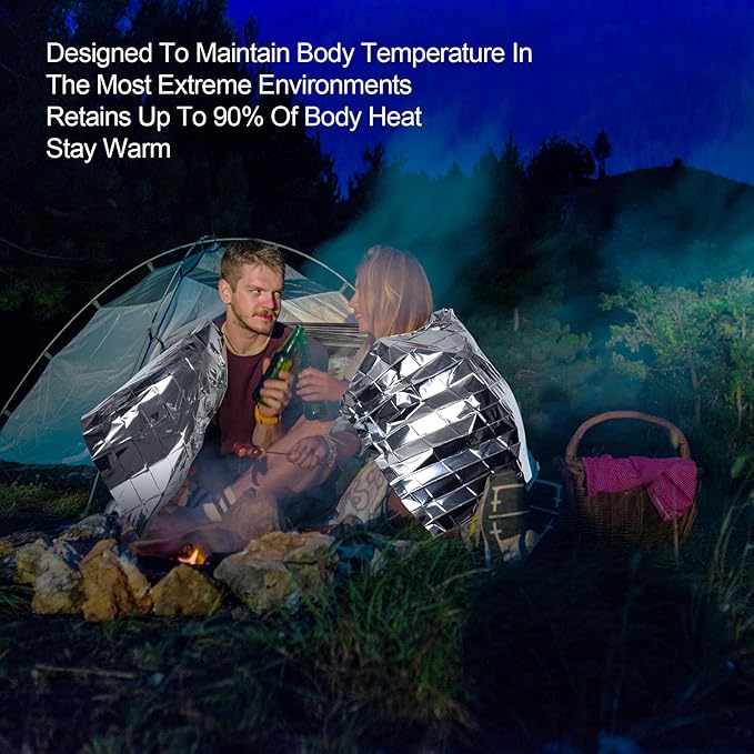 9 Pack Emergency Blankets, Outdoor Survival Emergency Insulated Gear, Mylar Thermal Space Insulated Blanket, Perfect for Camping, Hiking, Running, Marathon, Wilderness Rescue or First Aid