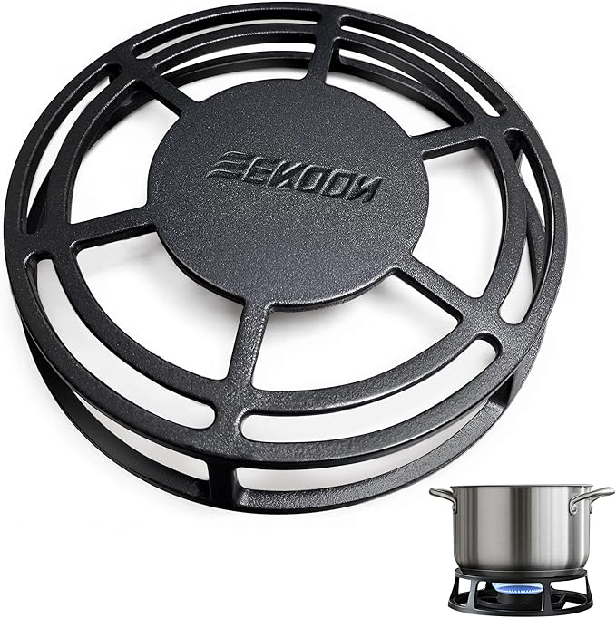 Feekoon Heat Diffuser for Gas Stove, 9.4 Cast Iron Flame Tamer, Stove Top Simmer Plate to Even Heat Distribution