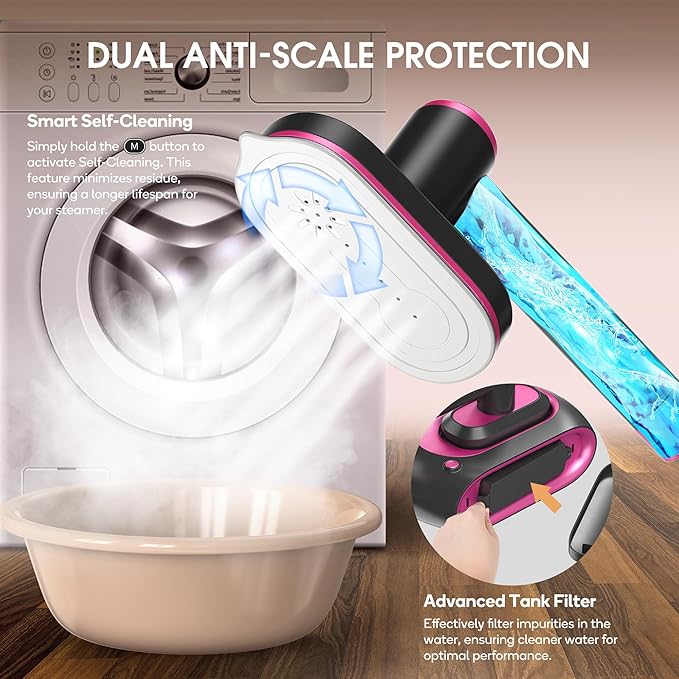 Newbealer 2In1 Pro Steam Station Iron, 1550W Turbo 3-level Steam & 3 Dry Heat