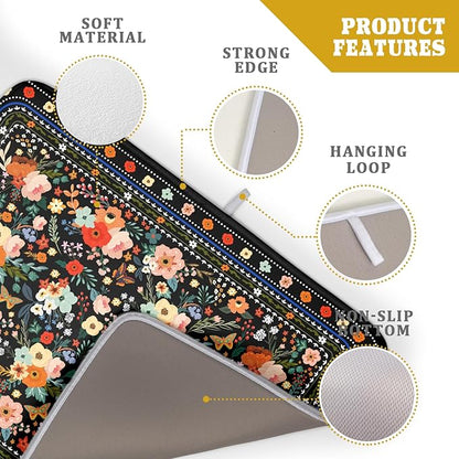 Floral Microfiber Dish Drying Mat Large Absorbent Dish Drainer Rack Pad