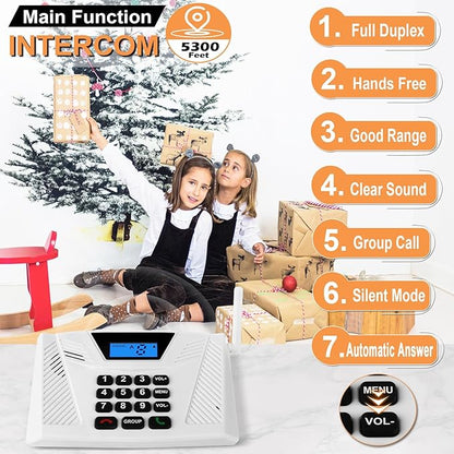 Intercoms Wireless for Home, Hands Free Intercom Upgrade, Full Duplex Two Way