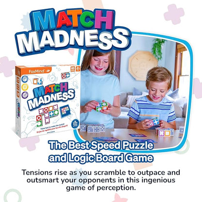 FoxMind Match Madness Board Game, Visual Recognition Matching Board Game, Family Puzzle Game to Develop Kids Problem Solving Skills