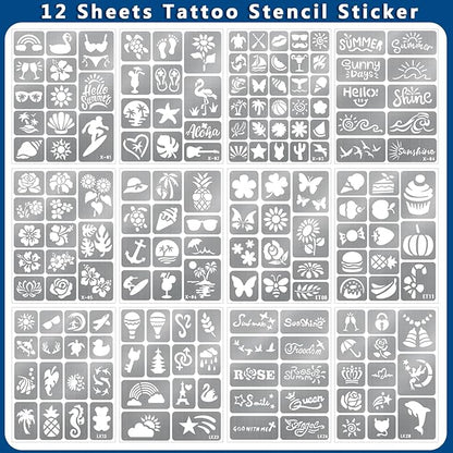 Yazhiji 167 PCS Temporary Tattoo Stencils for Kids, Face and Body Paint Stencils, Girl Boy Glitter Tattoos Pack for Kids Halloween School Show Birthdays Summer Christmas Party Favor Supplies