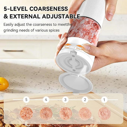 Electric Salt and Pepper Grinder Set, Upgrade 2-Speed Setting, External 5