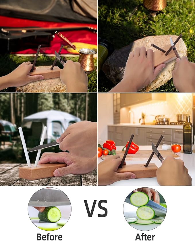 4-Rod Turn Box, Ceramic Sharpener Rod from Kitchen Sharpening Tool, Portable