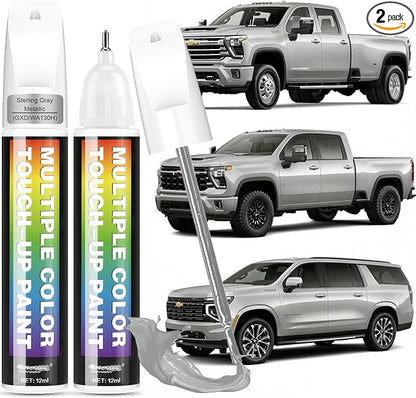 [2-PACK] for Chevrolet Touch Up Paint[Sterling Gray Metallic(GXD/WA130H)]-OEM-Equivalent, Fast-Drying Formula, Eco-Friendly Scratch Repair Kit for Deep Scratches