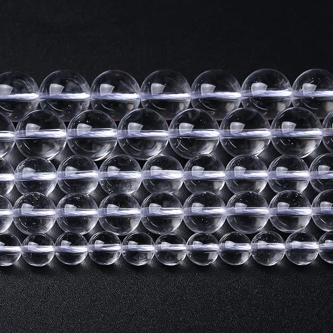 10MM 38PCS Natural Clear White Crystal Quartz Gemstone 3A Grade Round Loose Beads for Jewelry Making DIY Bracelet 1 Strand 15''