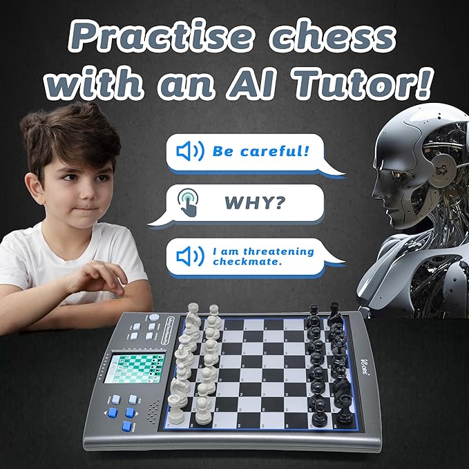 iCore Electronic Chess Set, Talking Computer Chess Board, 100 Preset Exercises, 5 Levels, 40 Famous Electronic Chess Games for Kids & Adults