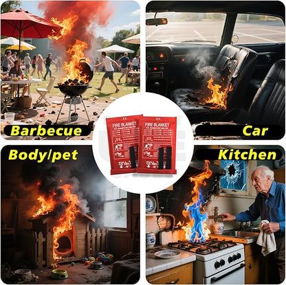 Smilco Emergency Fire Blanket for Home & Kitchen - 40x40 Flame-Retardant Fiberglass Fire Suppression Blankets, 1-Pack for Bedroom, Camping, BBQ & Emergency Safety (White)