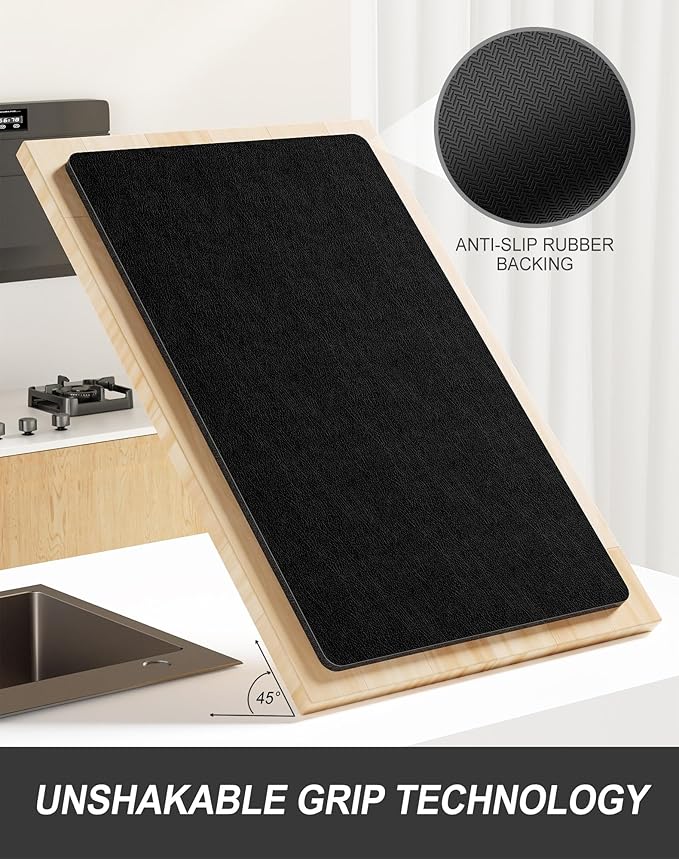 Rnivvi Dish Drying Mat for Kitchen Counter, 12 x 19" Super Absorbent Drainer