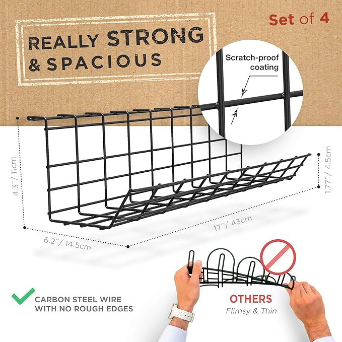 Under Desk Cable Tray, Cord Organizer